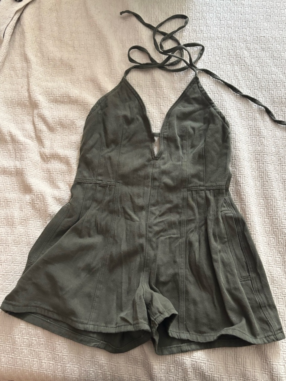 Olive Green Halter Romper